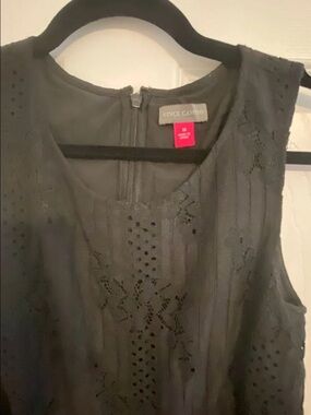 Vince Camuto Black Eyelet Sleeveless Jumpsuit